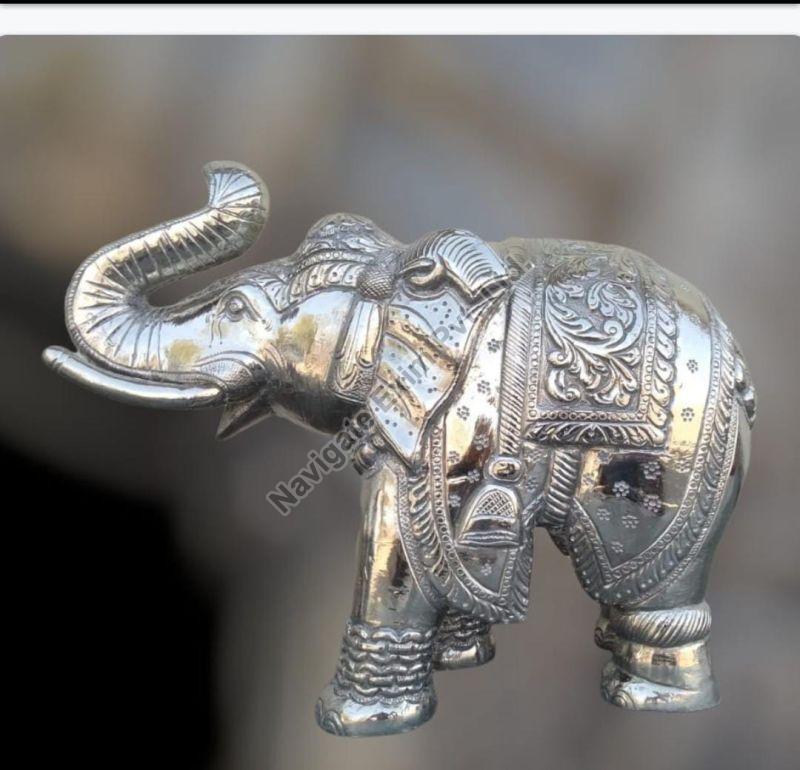 Polished Metal Silver Plated Elephant Statue, for Shop, Office, Home, Garden, Packaging Type : Paper Box