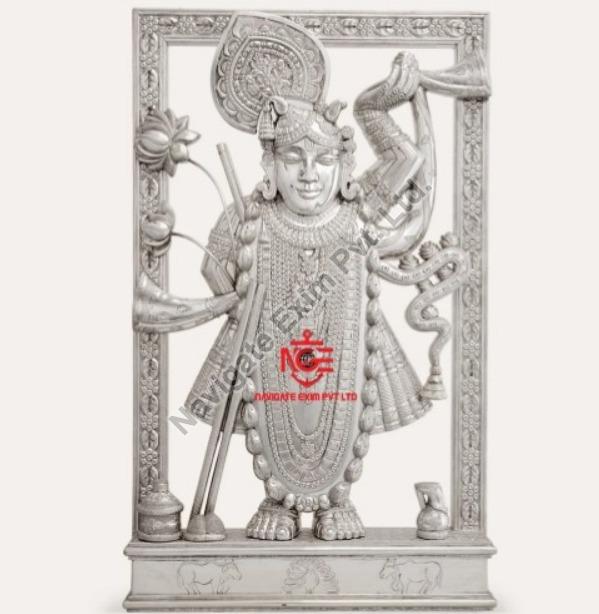 Metal Silver Shreenathji Nathdwara Statue, For Gift, Size : 3x5 Inch