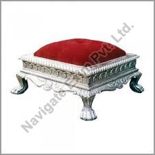 Square Lion Legs Silver Chowki