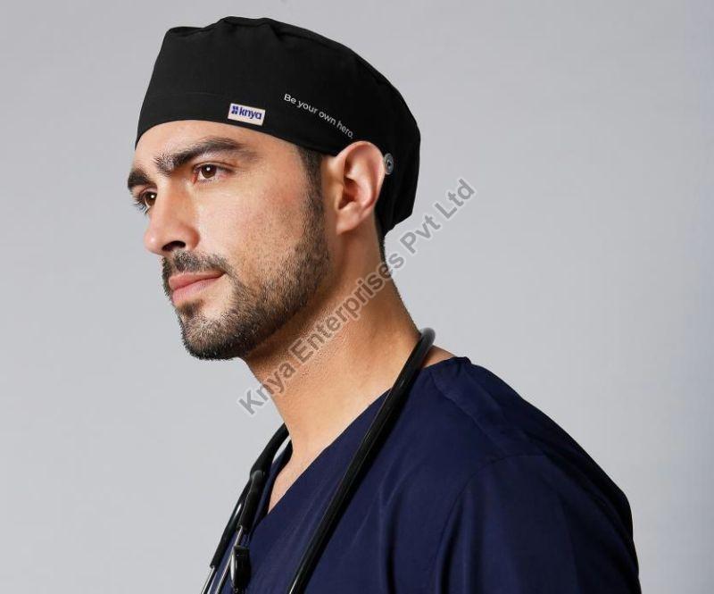 Solid Knya Unisex Black Premium Scrub Cap, Feature : Anti-Wrinkle, Comfortable, Easily Washable