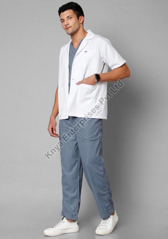 White Half Sleeves Knya Mens Lab Coat Apron, for In Laboratory, Size : XS, XL, 2XL, 3XL, 4XL