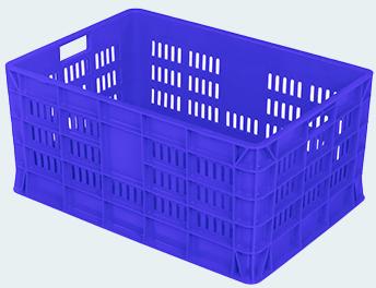 Blue Rectangular Perforated Plastic Crates
