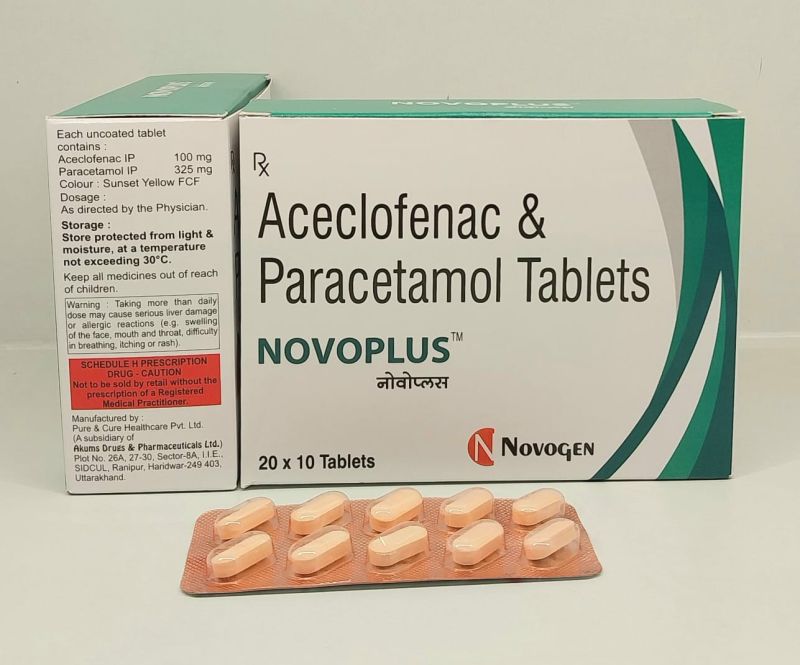 Novoplus Aceclofenac & Paracetamol Tablets, Grade : Medicine Grade