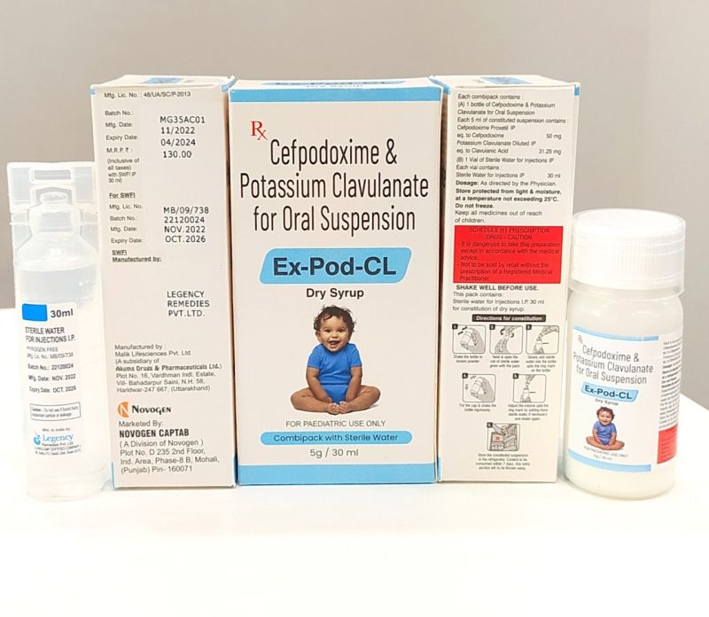 Cefpodoxime & Potassium Clavulanate Oral Suspension, Packaging Type : Plastic Bottles