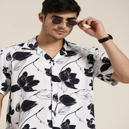 Printed Mens Cuban Collar Shirt, Speciality : Quick Dry, Easy Washable Skin-Friendly, Comfortable, Attractive Designs