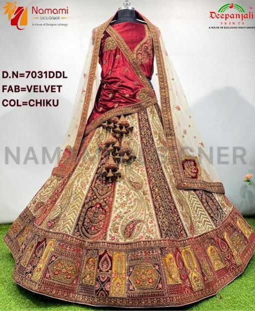 Chiku Velvet Bridal Lehenga Choli