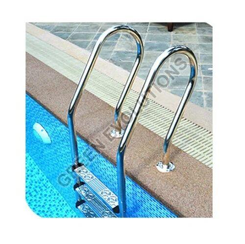 Silver Stainless Steel Pool Ladder, Feature : Highly Durable, Fine Finish