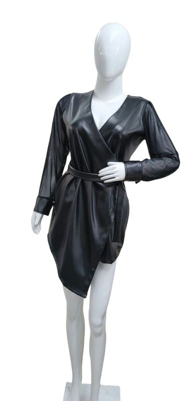 Ladies Faux Leather Wrap Around Dress, Feature : Elegant Design, Fine Finish
