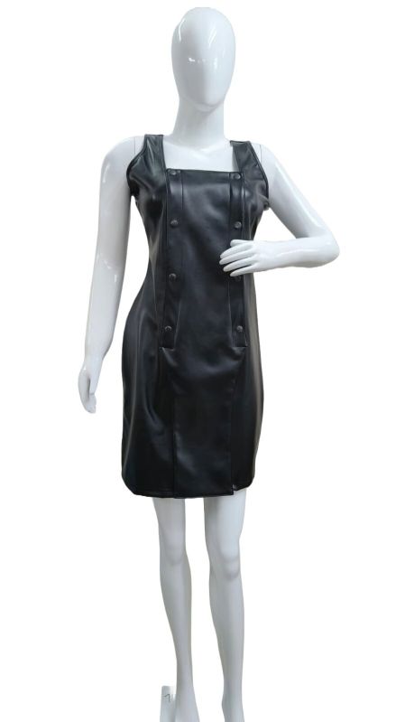 Ladies Black Faux Leather Dress, Feature : Breathable, Fine Finish