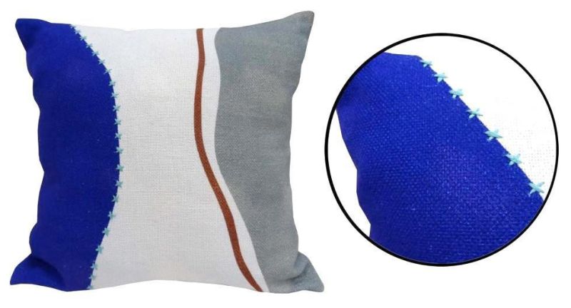 Blue And White Cotton Cushion Cover, Size : 43X43 cm