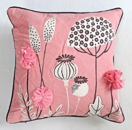 Square Cotton Pink Floral Printed Cushion Cover, for Sofa, Bed, Chairs, Size : 43X43 Cm