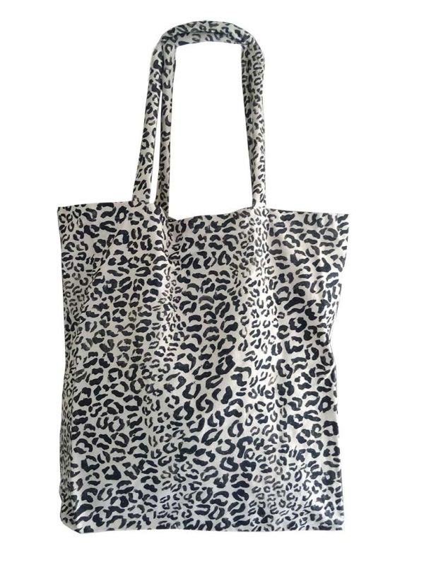 Ractangular Cotton Leopard Print Shopping Bag, Size : One Size