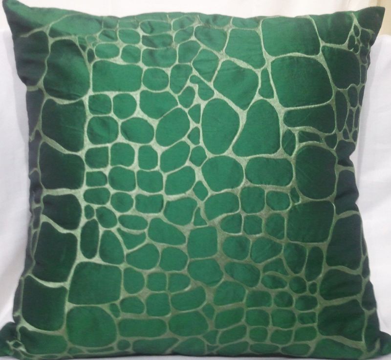 Poly Taffeta Green Cushion Cover, for Sofa, Chairs, Bed, Size : 18X18 Inch