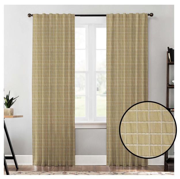 Cotton Yellow Checked Window Curtain