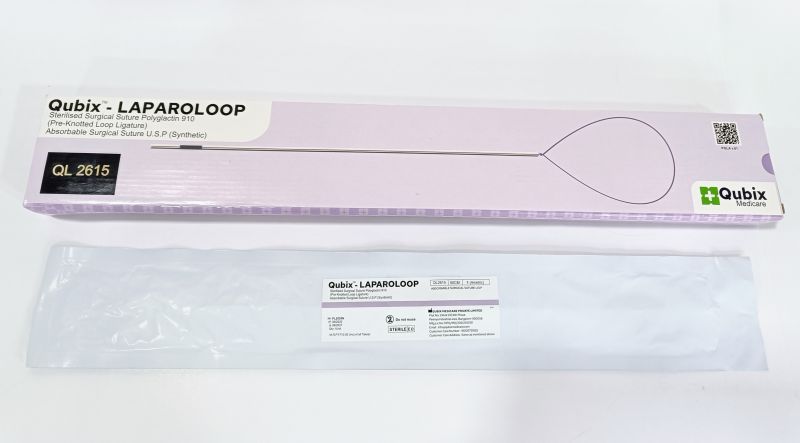 Violet Qubix Laparoloop Sterilised Surgical Suture, for Laproscopic Surgery, Feature : Easy Knot Tying