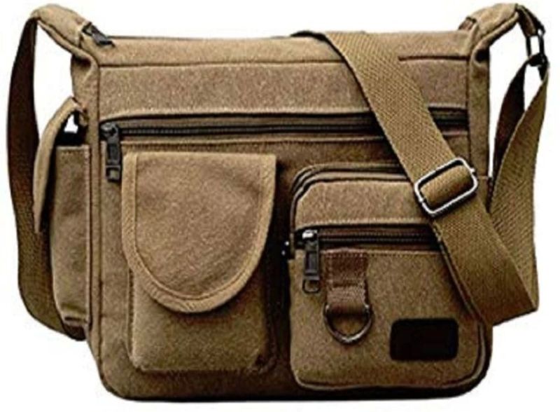 Mens Cotton Canvas Side Bags, for Office Use, Technics : Machine Made