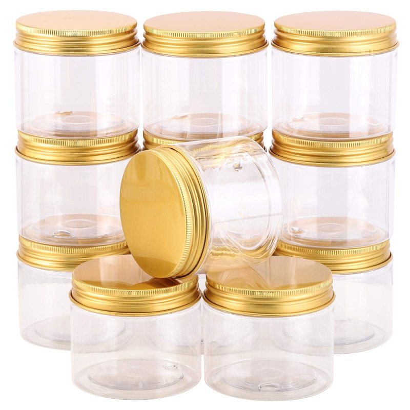 Plain Empty Plastic Round Jars, for Packaging, Color : Transparent