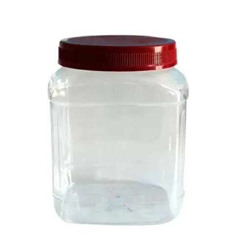 Plain Empty Plastic Square Jars, for Packaging, Color : Transparent