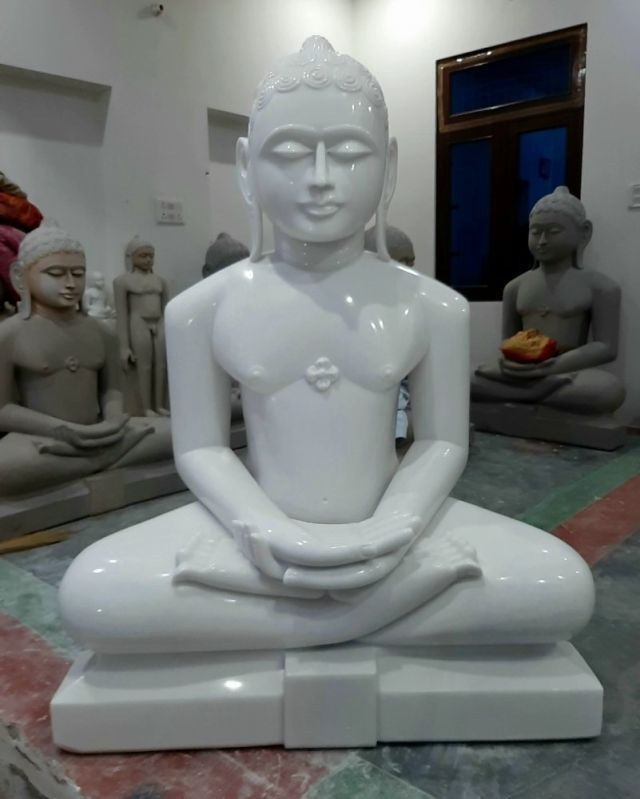 Plain Marble Digamber Jain Statue, for Temple, Color : White