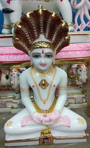 Multi Colour Printed Marble Jain Statue, for Temple, Size : All Sizes