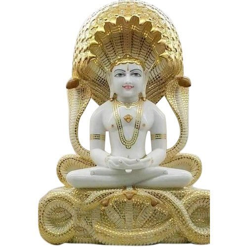 Marble Shwetambar Parshwanath Jain Statue, for Temple, Size : All Sizes