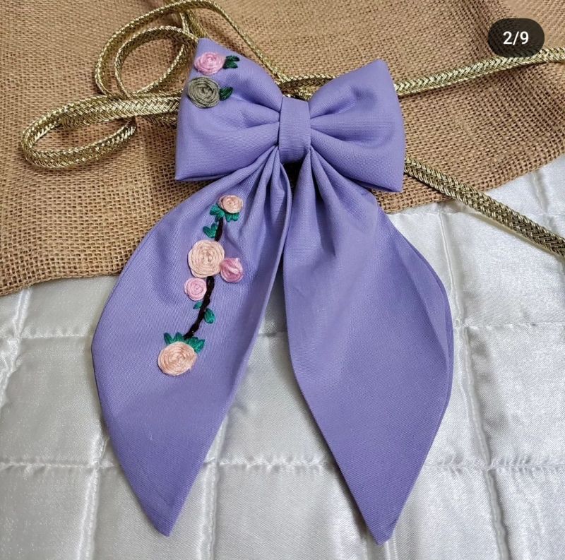 Linen Embroidery bow, Style : Style Your Hair