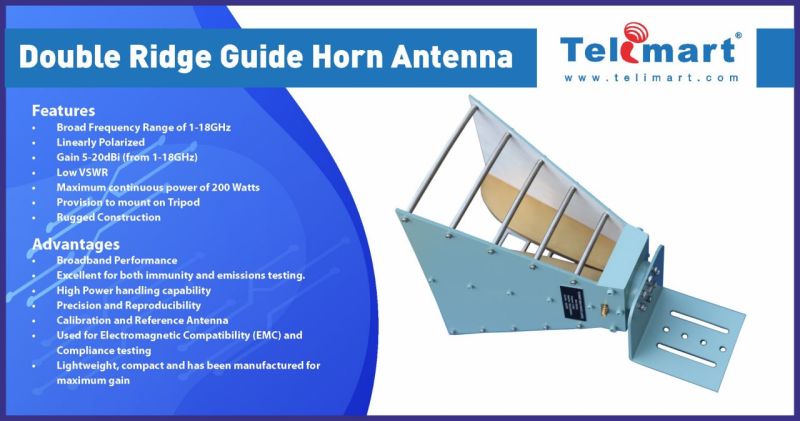 Double Ridge Guide Horn Antenna, Specialities : High Power Handling Capability