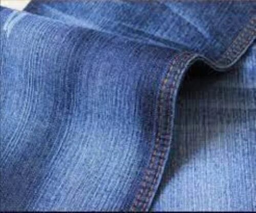 Blue Plain Cotton Denim Jeans Fabric, for Garments