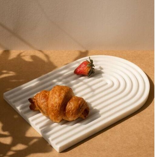 White Cheese board with fluted design, for Kitchen, Size : 11.8 x 7.87 inches, 11.8 x 7.87 inches