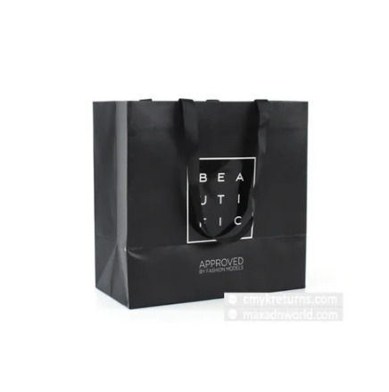 Black Printed Paper Bag, for Shopping, Size : All Sizes