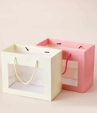 Pink & White Paper Carry Bags, for Shopping, Household