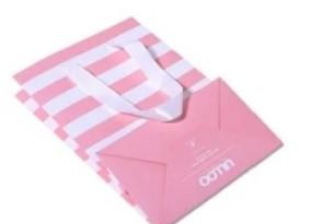 Pink & White Printed Paper Bag, for Shopping, Household, Capacity : 2kg