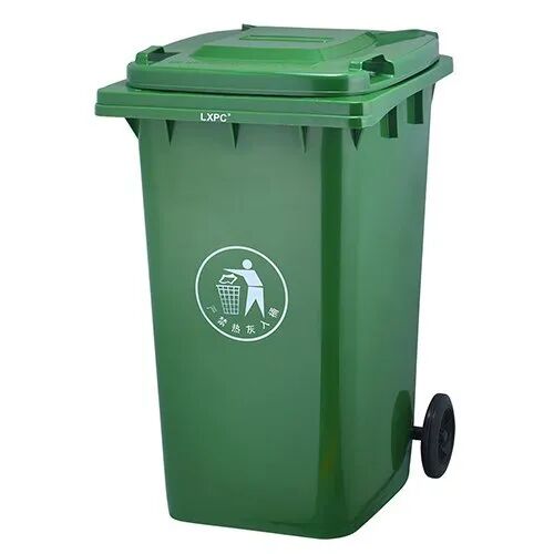 Rectagular 100 Litre Green Plastic Dustbin, for Outdoor Trash