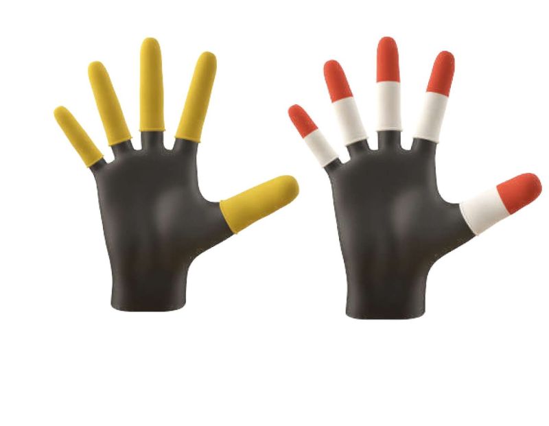 Yellow Thin Surgical Rubber Finger Coats, Size : Customized Size