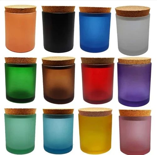 Multicolor Glass Candle Jar with Lid