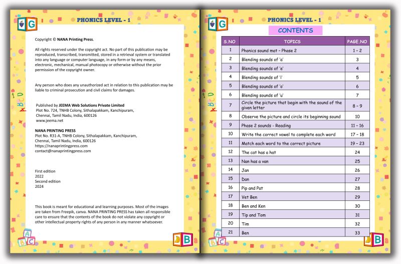 Phonics Level 1 Book