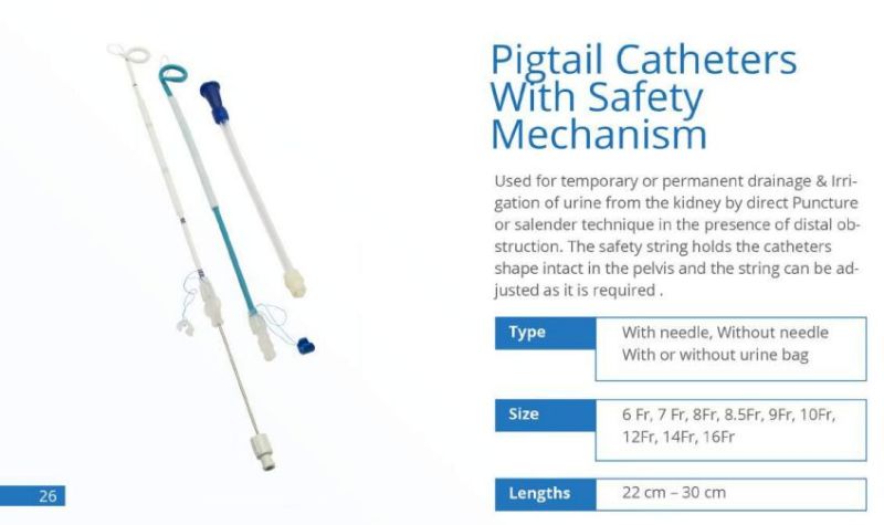 Radiology Pigtail Catheter With Safety Mechanism