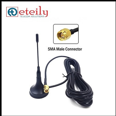 GSM 3dBi Magnetic Antenna With RG174 Cable (L-3Mtr) + SMA (M) St. Connector