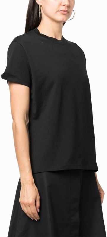 Ladies Cotton Round Neck Black T-Shirt