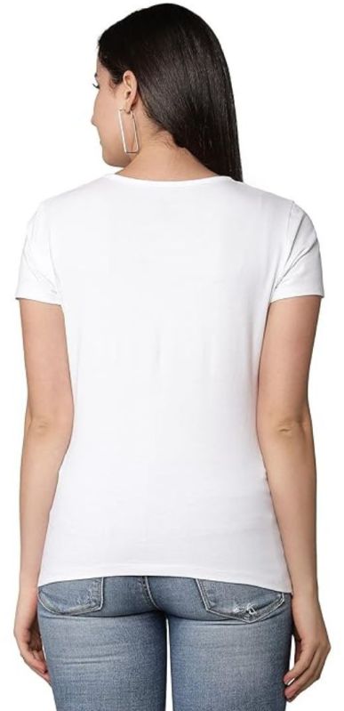 Ladies Nylon Round Neck White T-Shirt