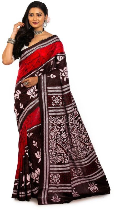 Bangalore Silk Kantha Stitch Saree
