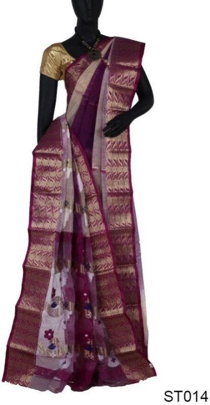 Gorgeous Dual-color Handloom Tant Silk Saree