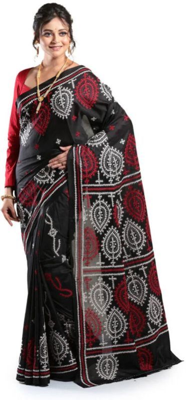 Hand Thread Work Gujrati Stitch Saree