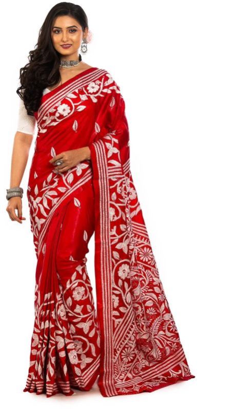 Hand Work Kantha Stitch Saree