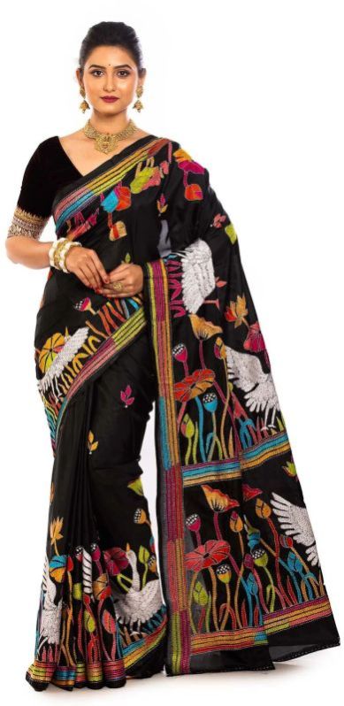 Partywear Women's Kantha Stitch Saree