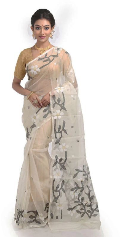 Pure Resham Silk Muslin Jamdani Saree