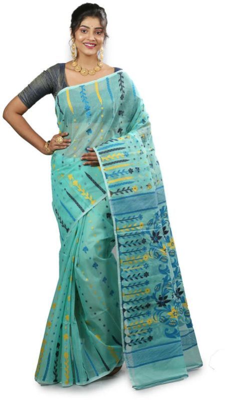 Sea Green Dhakai Jamdani Sarees