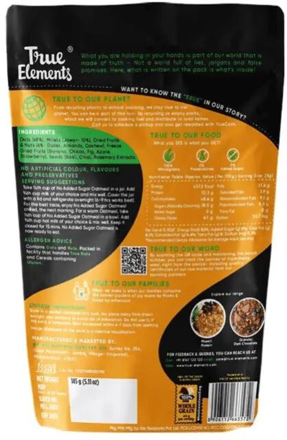 True Elements No Added Sugar Oatmeal