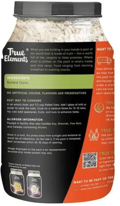 True Elements Rolled Oats Gluten Free