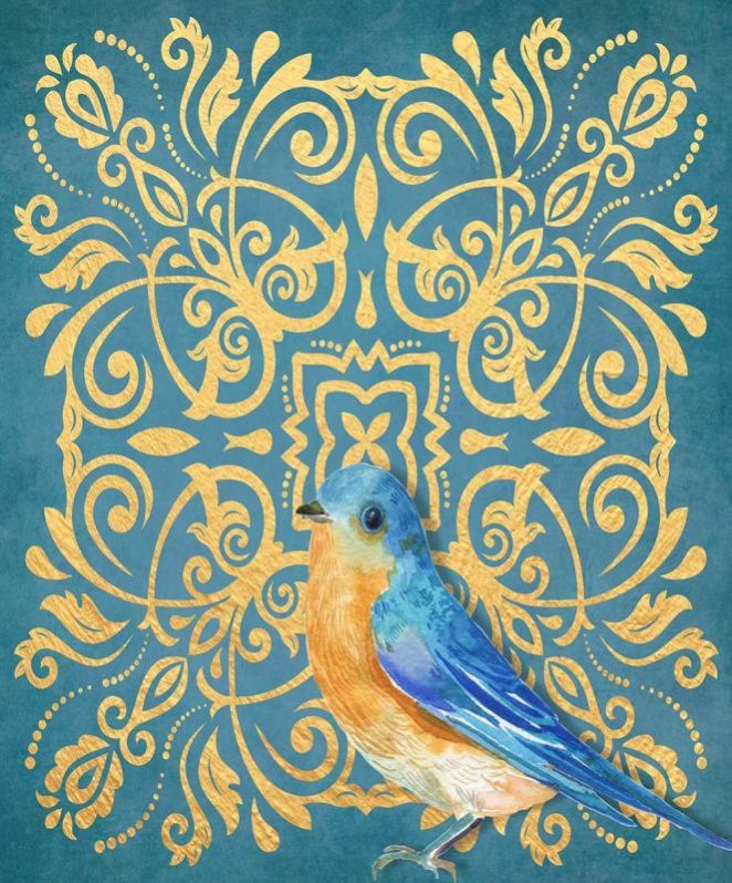 Bohemian Blue-bird Wallpaper
